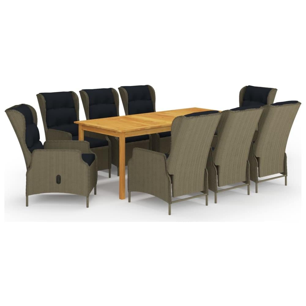 Set Da Pranzo Da Giardino 9 Pz Marrone - Foto 1