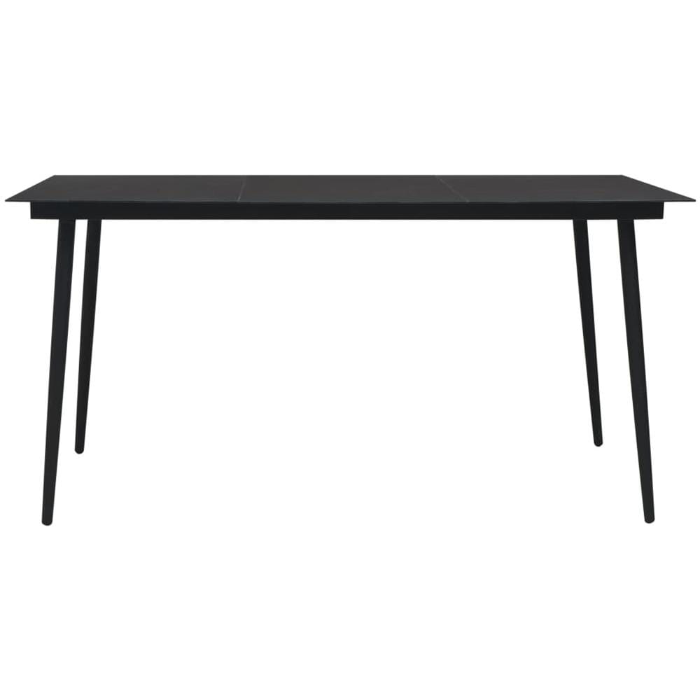 Tavolo da Giardino Nero 150x80x74 cm in Acciaio e Vetro - Foto 2