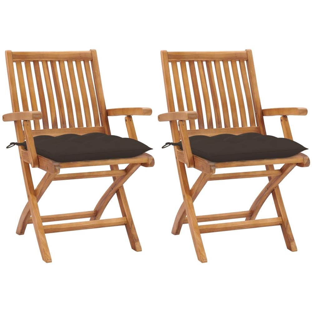 Sedie da Giardino 2 pz con Cuscini Talpa in Massello di Teak - Foto 1