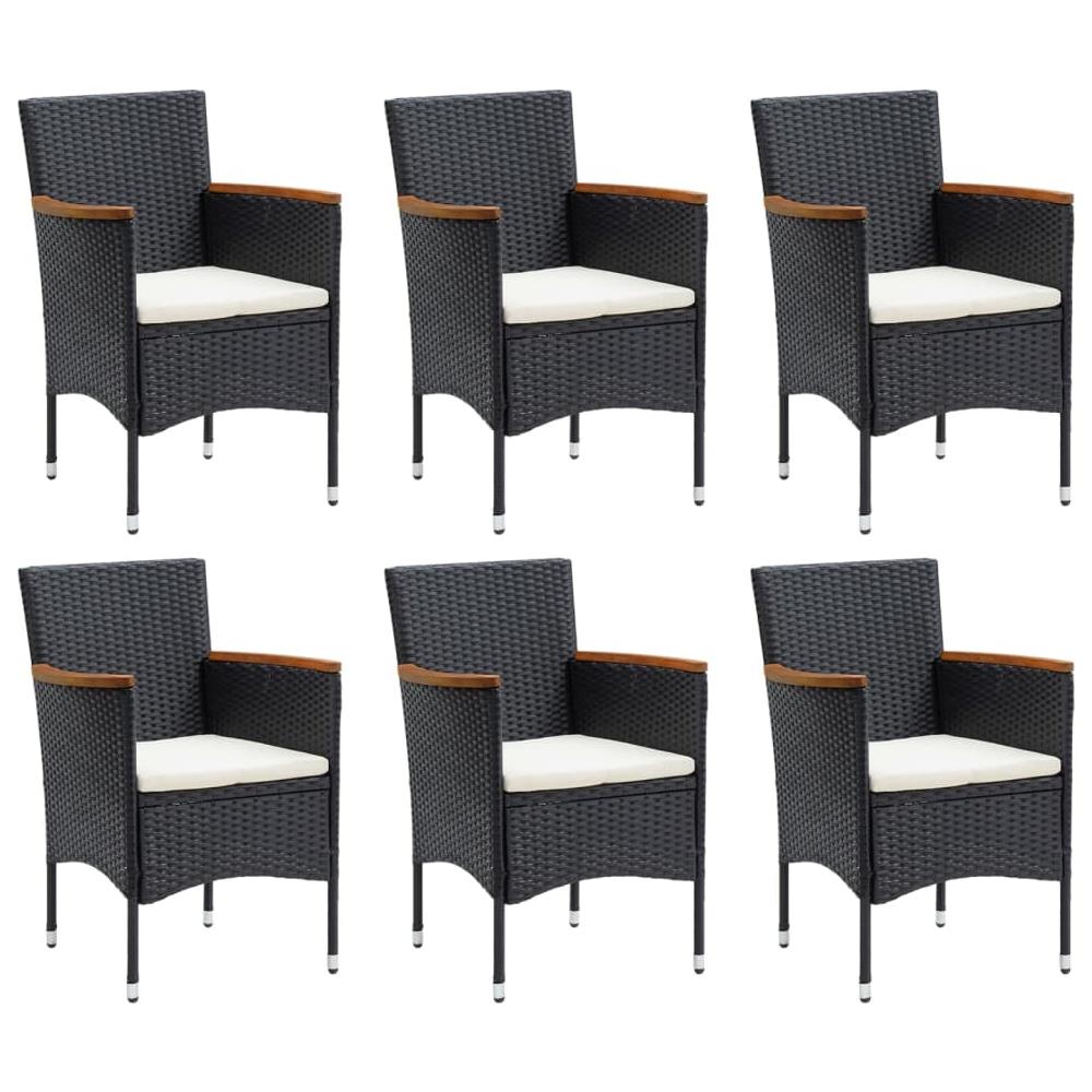 Set Da Pranzo Per Giardino 7 Pz Con Cuscini Polyrattan Nero - Foto 3