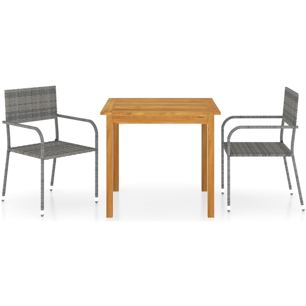 Set Mobili Da Pranzo Per Giardino 3 Pz Grigio - Foto 1