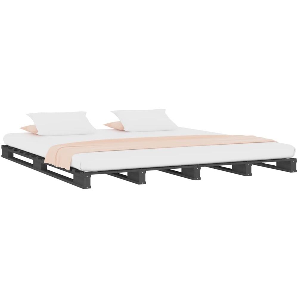 Letto a Pallet Grigio 120x200 cm in Legno Massello di Pino - Foto 3