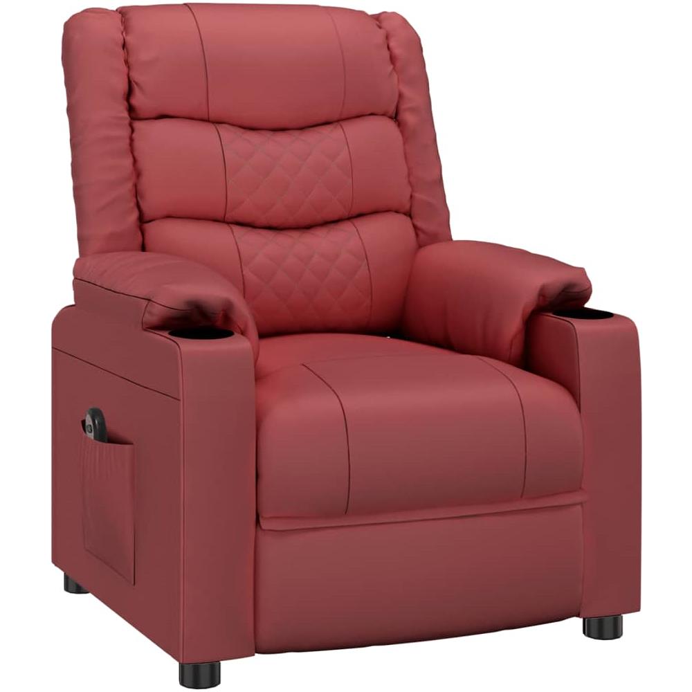 Poltrona Reclinabile Elettrica Rosso Vino In Similpelle - Foto 3