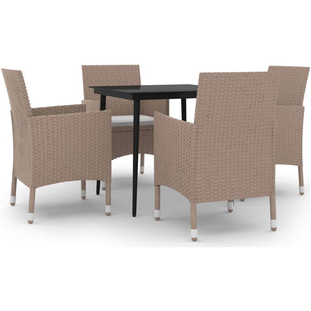 Set Da Pranzo Per Giardino 5 Pz Con Cuscini Polyrattan E Vetro - Foto 2