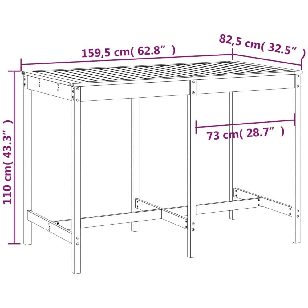 Tavolo Da Giardino Bianco 159,5x82,5x110 Cm Legno Massello Pino - Foto 2