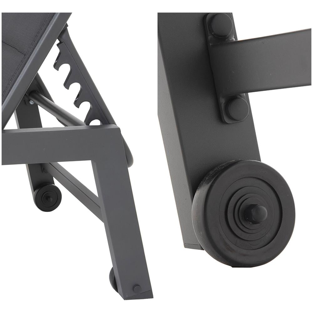 Lettino Barbados In Textilene Nero - Alluminio Grigio Antracite - Foto 2