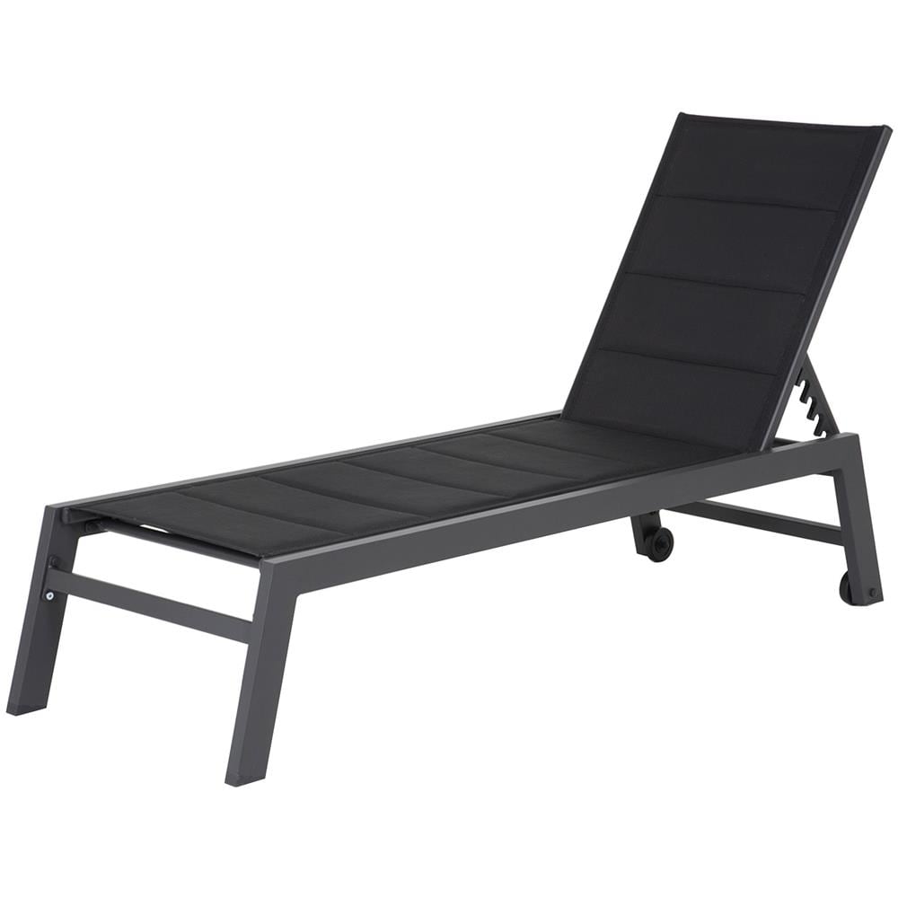 Lettino Barbados In Textilene Nero - Alluminio Grigio Antracite - Foto 1