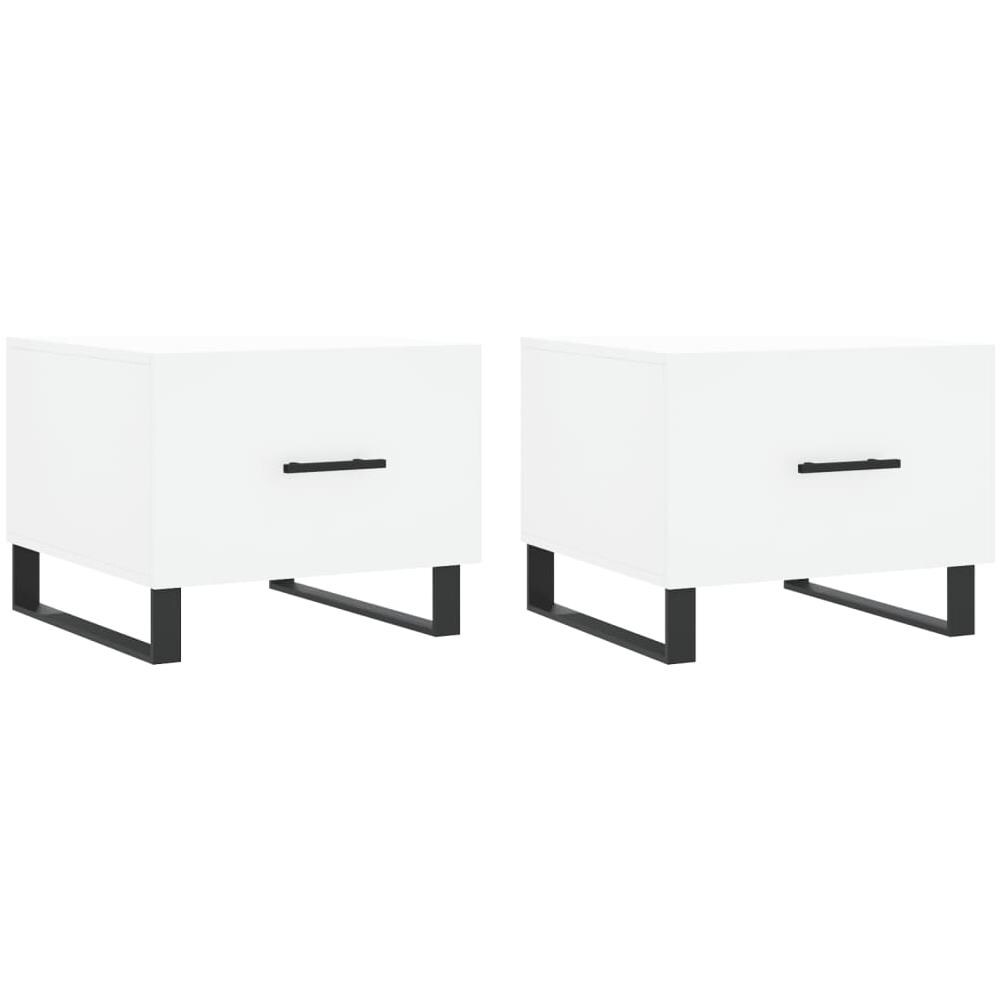 Tavolini Da Salotto 2 Pz Bianchi 50x50x40 Cm Legno Multistrato - Foto 2
