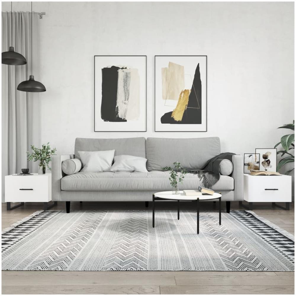 Tavolini Da Salotto 2 Pz Bianchi 50x50x40 Cm Legno Multistrato - Foto 1