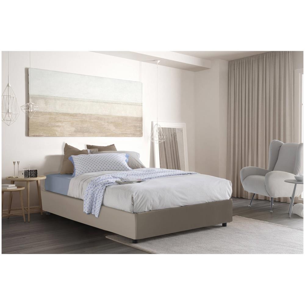 Letto Matrimoniale Marta, Letto Contenitore Con Rivestimento In Ecopelle, 100% Made In Italy, Apertura Frontale, Adatto Per Materasso Cm 160x190, Tortora - Foto 2