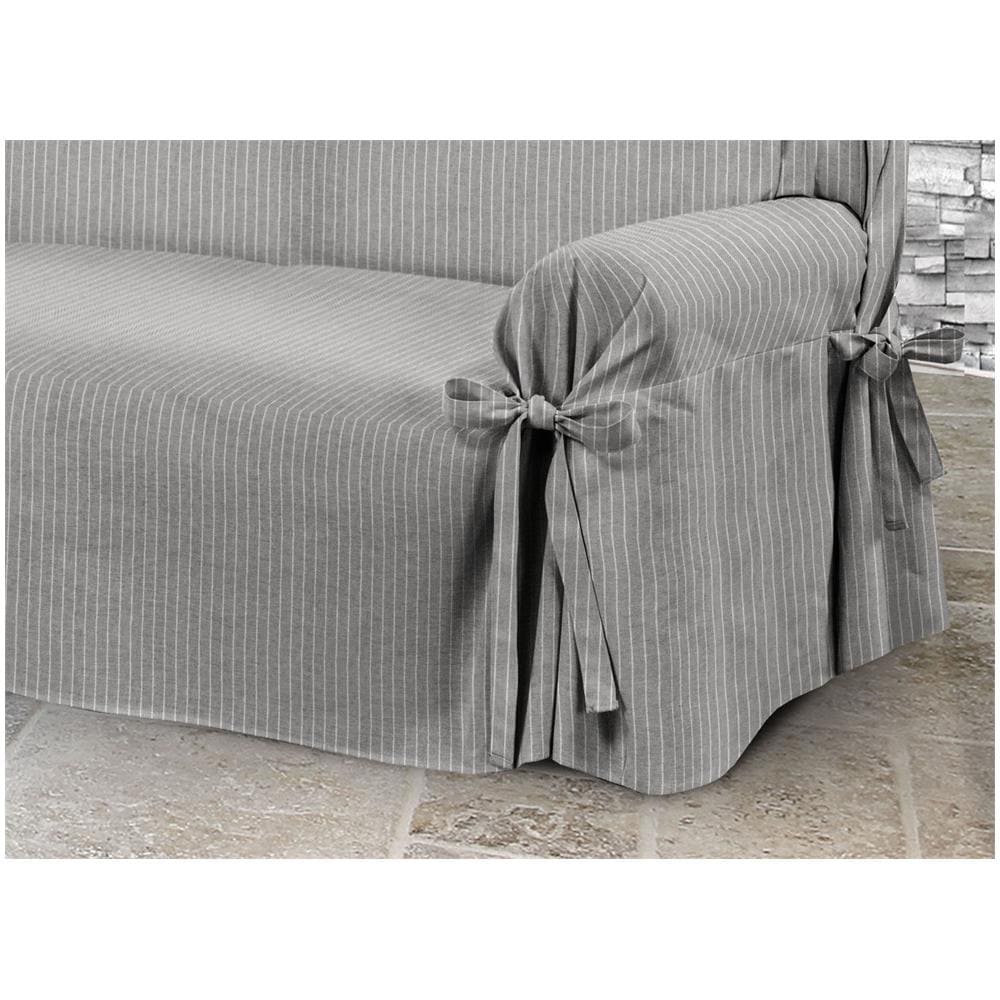 Copridivano Fodera Telo Protezione Divano Con Laccetti Fiocco Varie Fantasie 3 Posti Lord Grigio - Foto 2