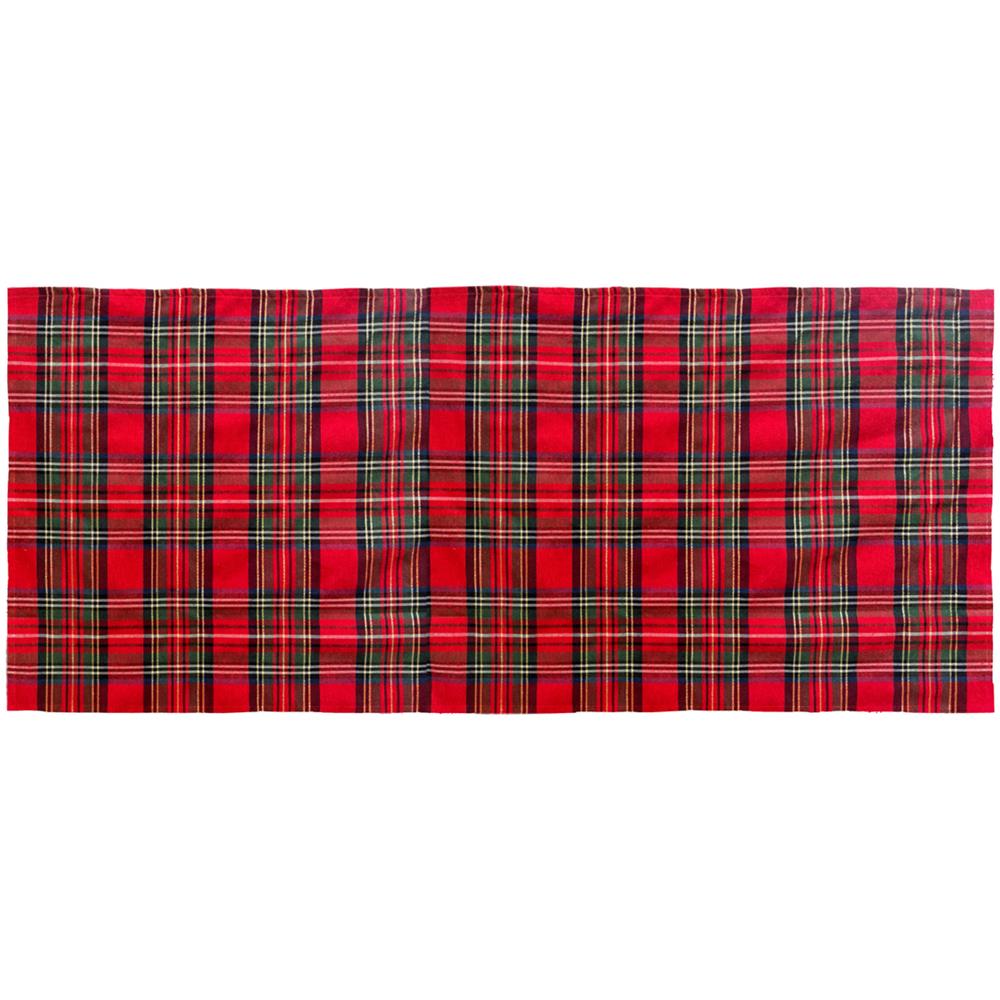 Tovaglia Cucina Soggiorno Misto Cotone Fantasia Tinto In Filo Con Lurex Mod. Natalina Scozzese Runner Rosso - Foto 1