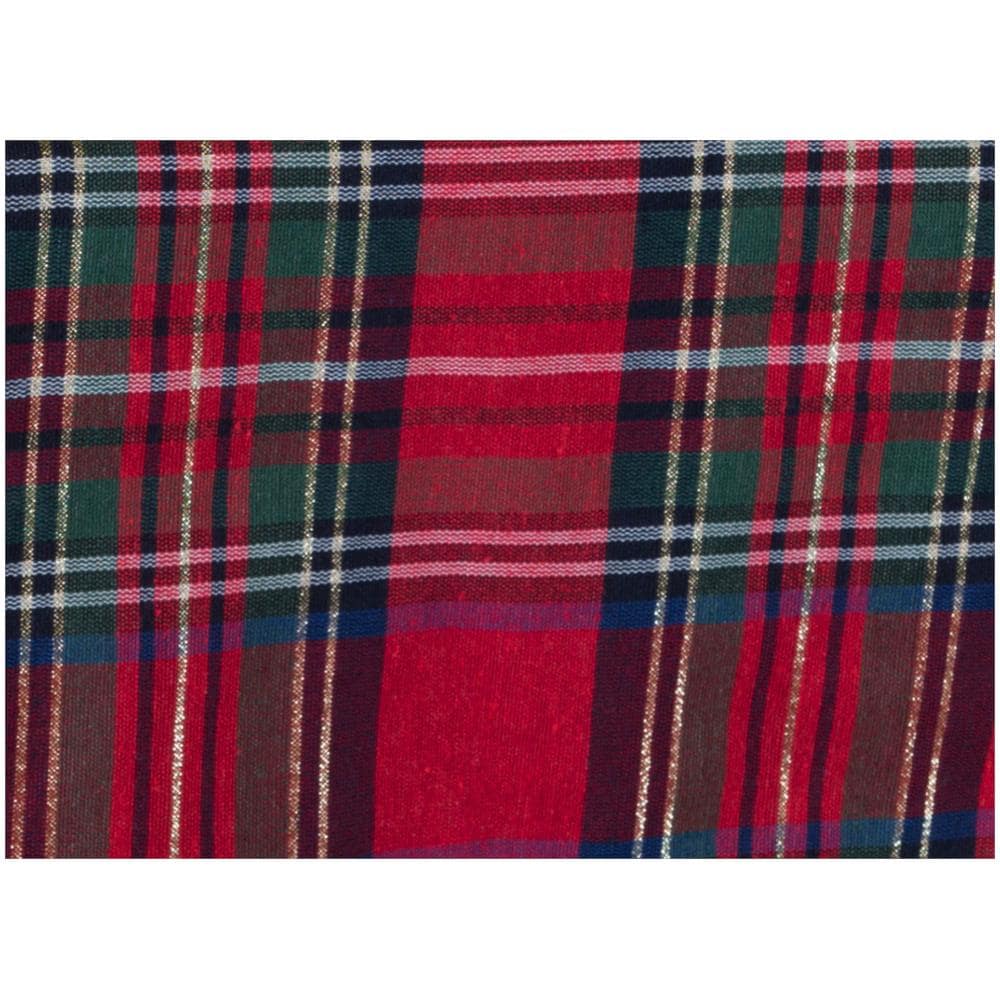 Tovaglia Cucina Soggiorno Misto Cotone Fantasia Tinto In Filo Con Lurex Mod. Natalina Scozzese Runner Rosso - Foto 5