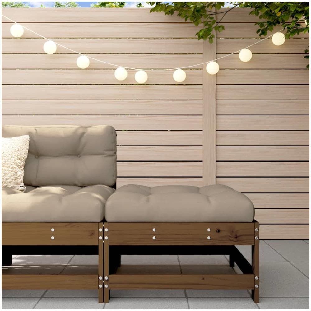 Sgabello Da Giardino Con Cuscino Miele Legno Massello Di Pino - Foto 1