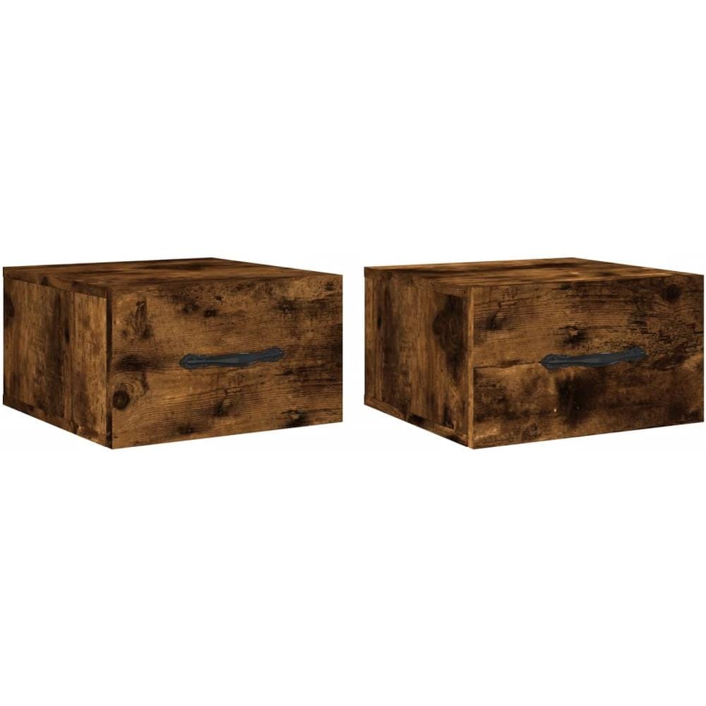 Comodini A Muro 2 Pz Rovere Fumo 35x35x20 Cm - Foto 2