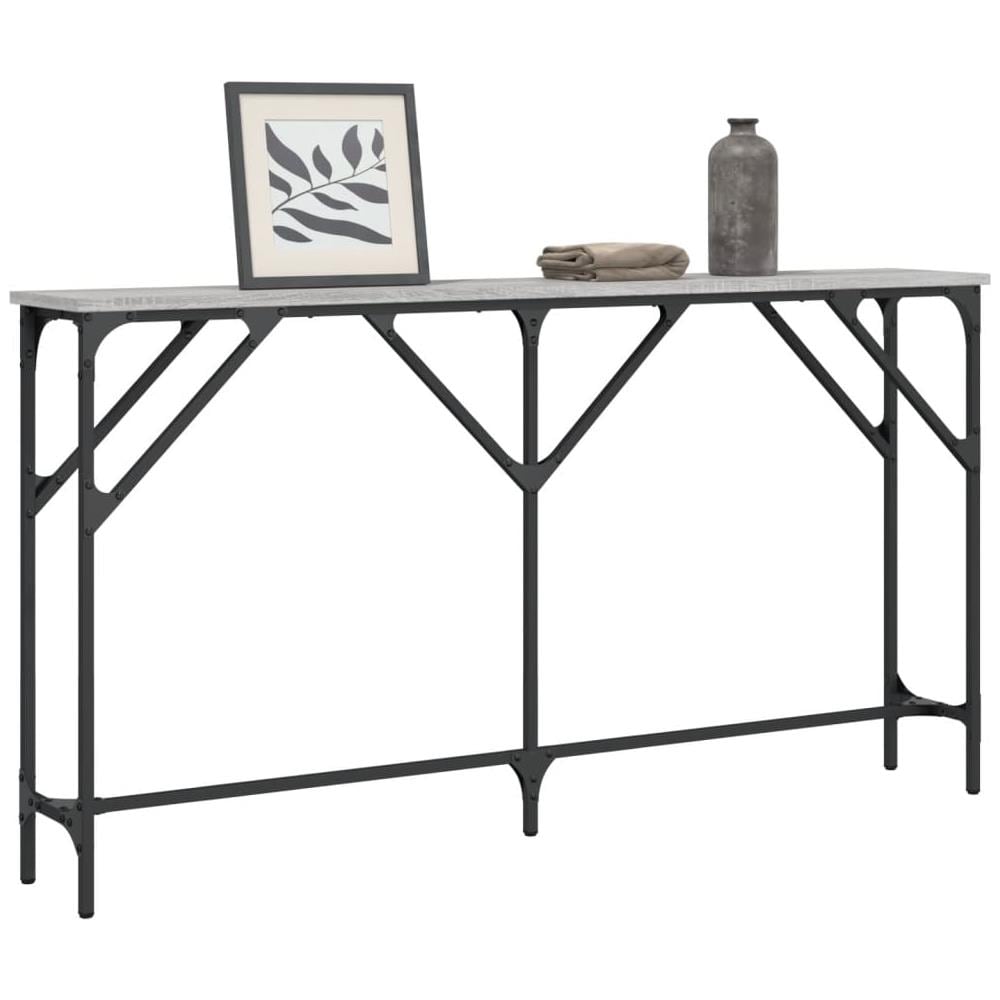 Tavolo Consolle Grigio Sonoma 140x23x75 Cm In Legno Multistrato - Foto 3