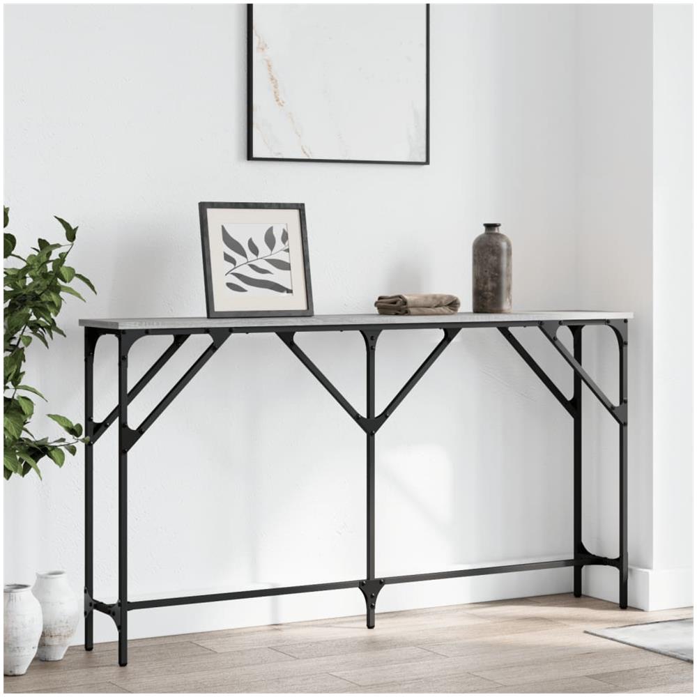Tavolo Consolle Grigio Sonoma 140x23x75 Cm In Legno Multistrato - Foto 1