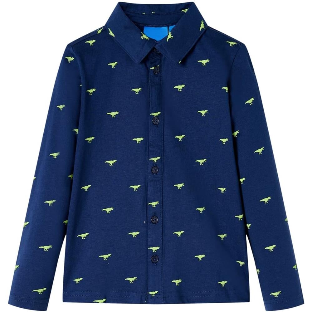 Camicia Per Bambini Con Stampa Dinosauro Blu Marino 92 - Foto 1