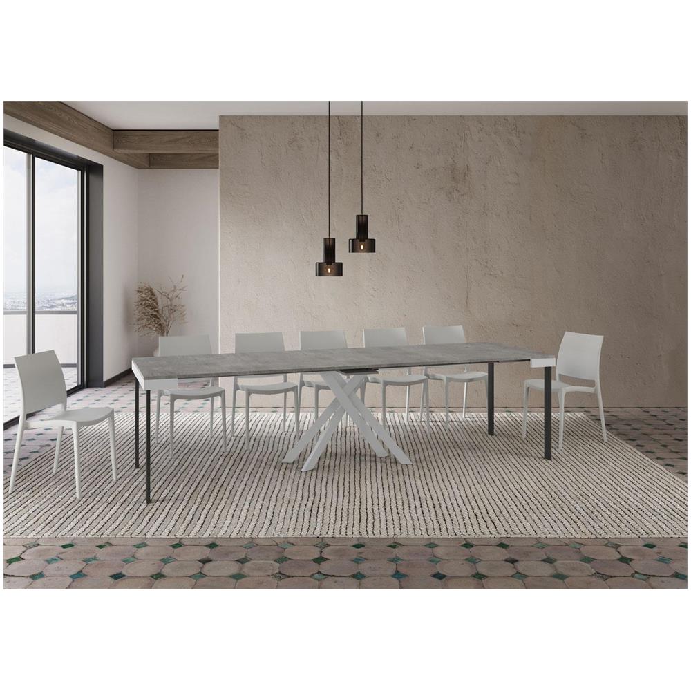 Consolle allungabile 90x40/300 cm Krack Evolution cemento telaio bianco - Foto 4