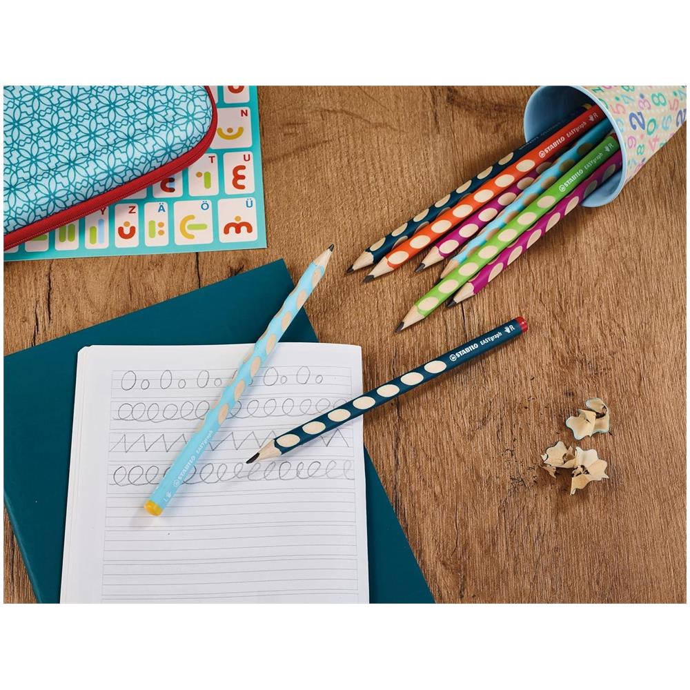 EASYgraph - Matita Ergonomica triangolare - Set da 36 (6 per Mancini, 30 per Destrimani) - in 5 colori diversi - Gradazione HB - Foto 2