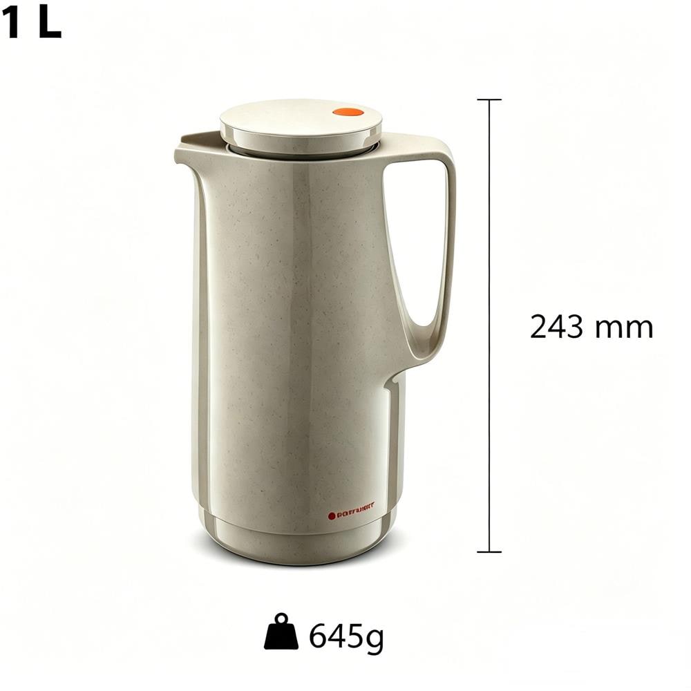 Borraccia termica 1L - 760 Maxima - Doppio uso caldo e freddo - Bicchiere in vetro, Senza BPA - Beige - Foto 2