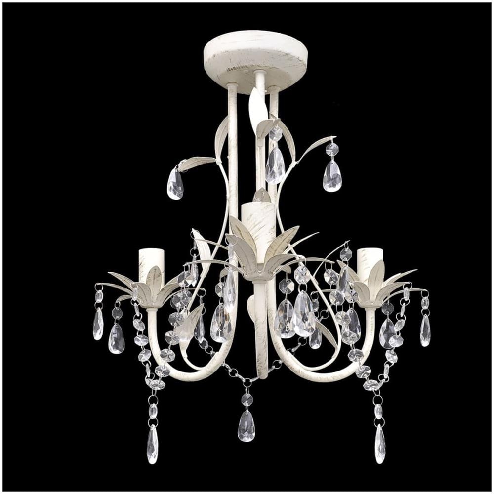 Lampadari Con Pendenti In Cristallo 2 Pz Bianco Elegante - Foto 2