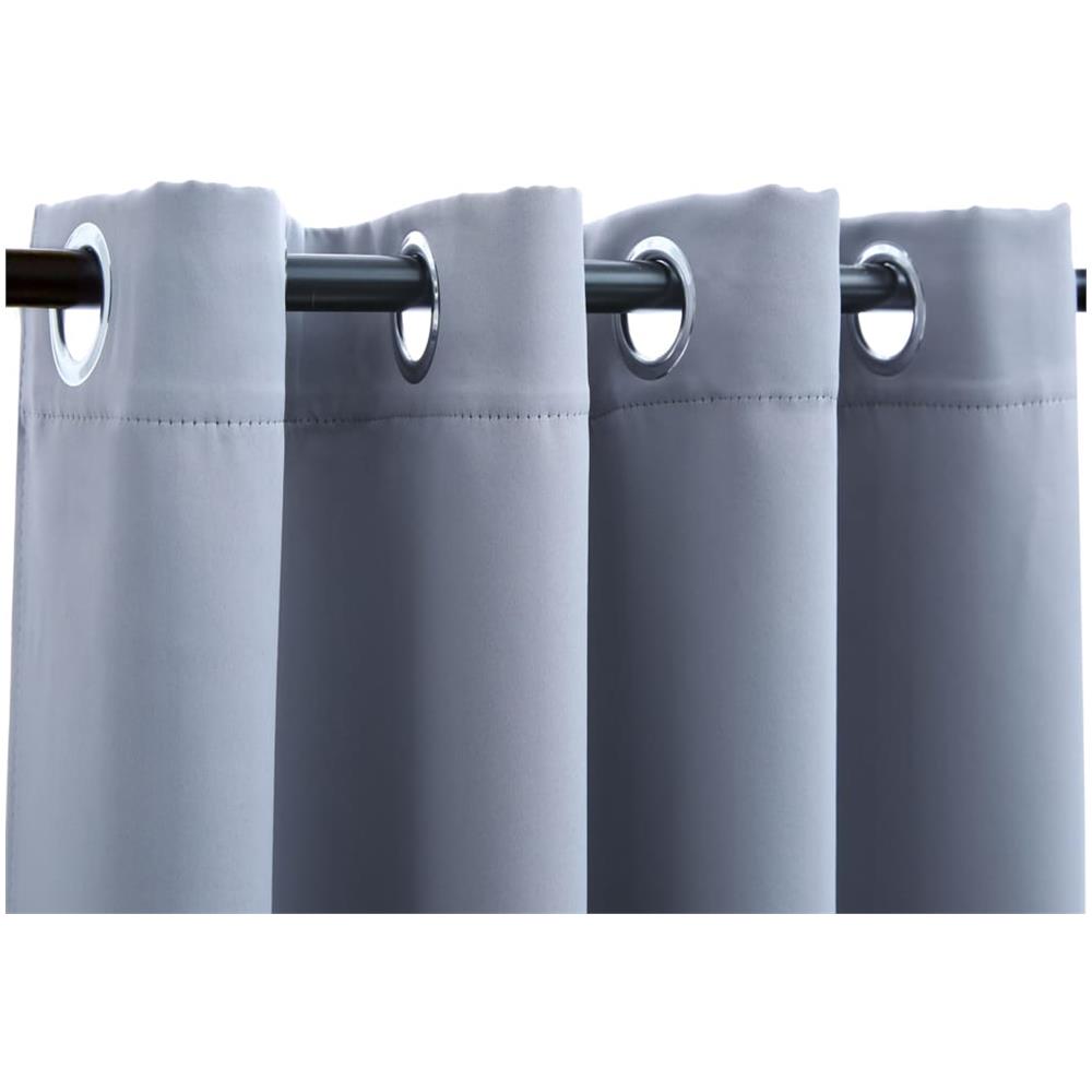 Tende Oscuranti Con Anelli In Metallo 2 Pz Grigie 140x175 Cm - Foto 4