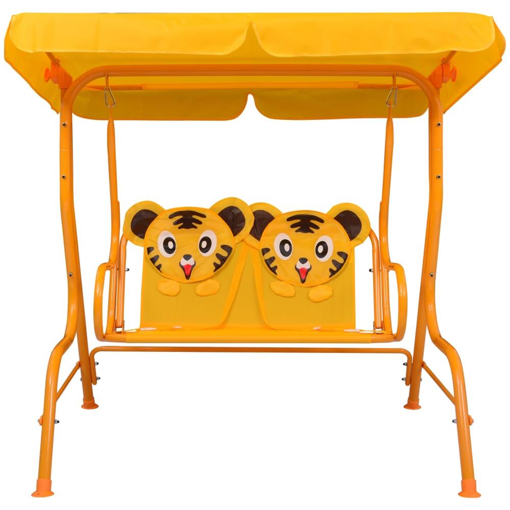 Dondolo A Panchina Per Bambini Giallo 115x75x110 Cm In Tessuto - Foto 2