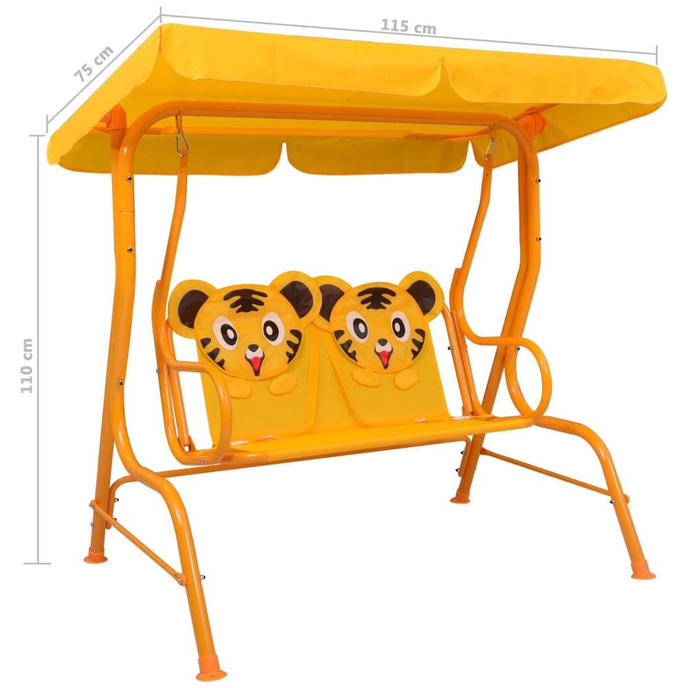 Dondolo A Panchina Per Bambini Giallo 115x75x110 Cm In Tessuto - Foto 7