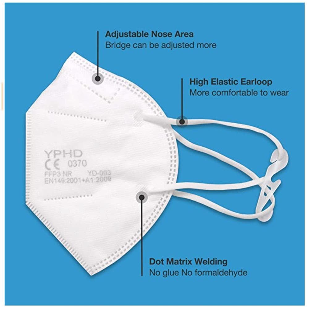 Mascherine Ffp3 Yphd Nr Con Salva Orecchie Imbustate Singolarmente - Certificate Ce- 25 Pezzi - Foto 2