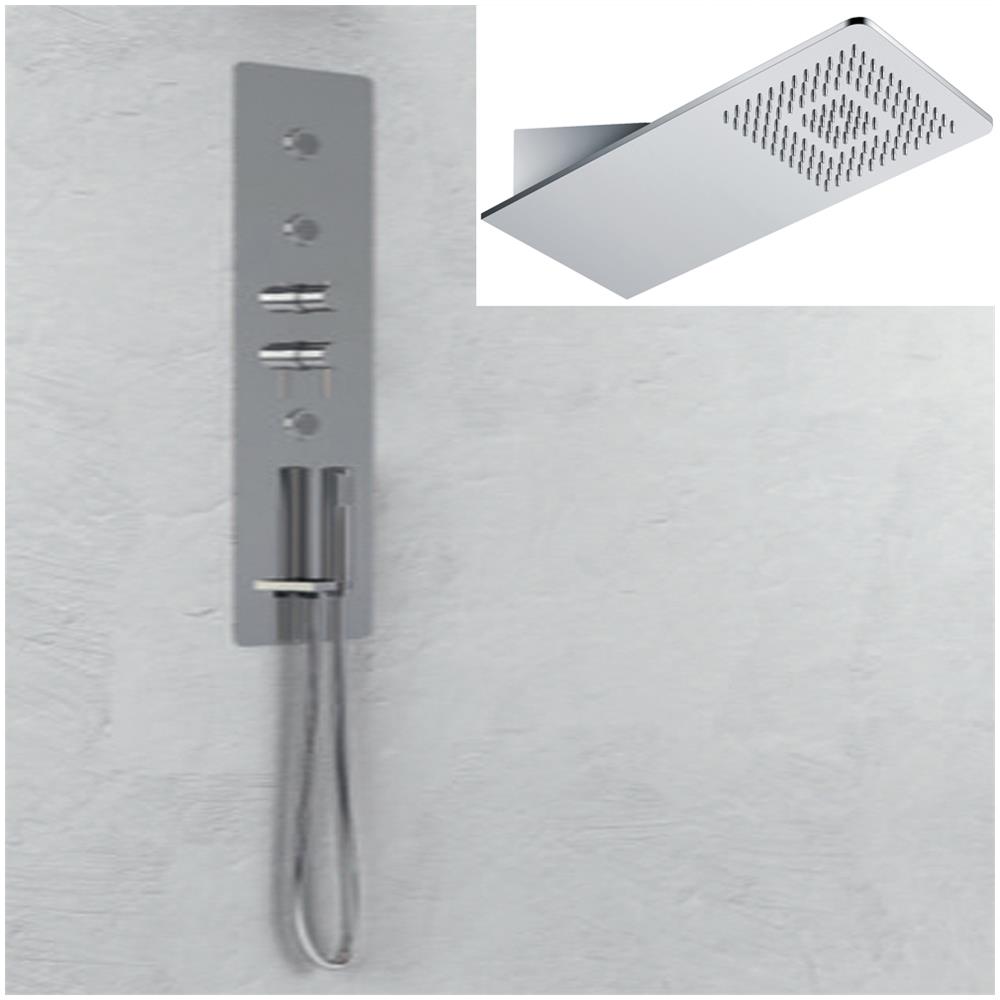 Wall Kit A Parete Da Incasso A Muro Acciaio Inox + Soffione Doccia A Parete Acciaio Inox Punta Quadrata - Foto 1