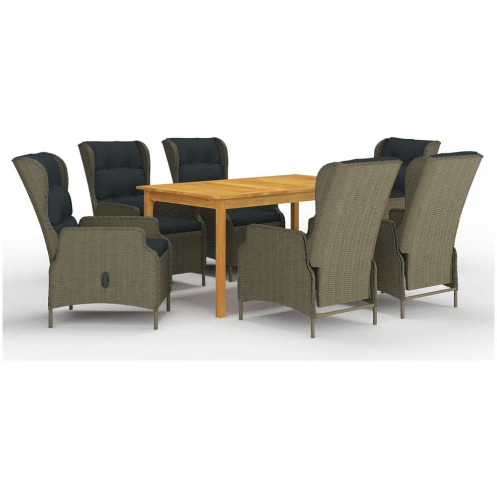 Set Mobili Da Pranzo Per Giardino 7 Pz Marrone - Foto 1