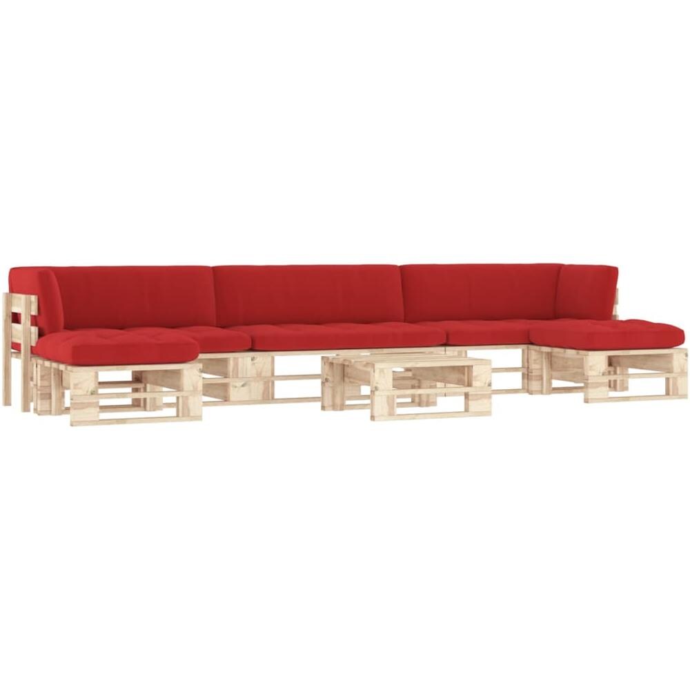 Set Divani su Pallet 6 pz e Cuscini in Legno di Pino Impregnato - Foto 1
