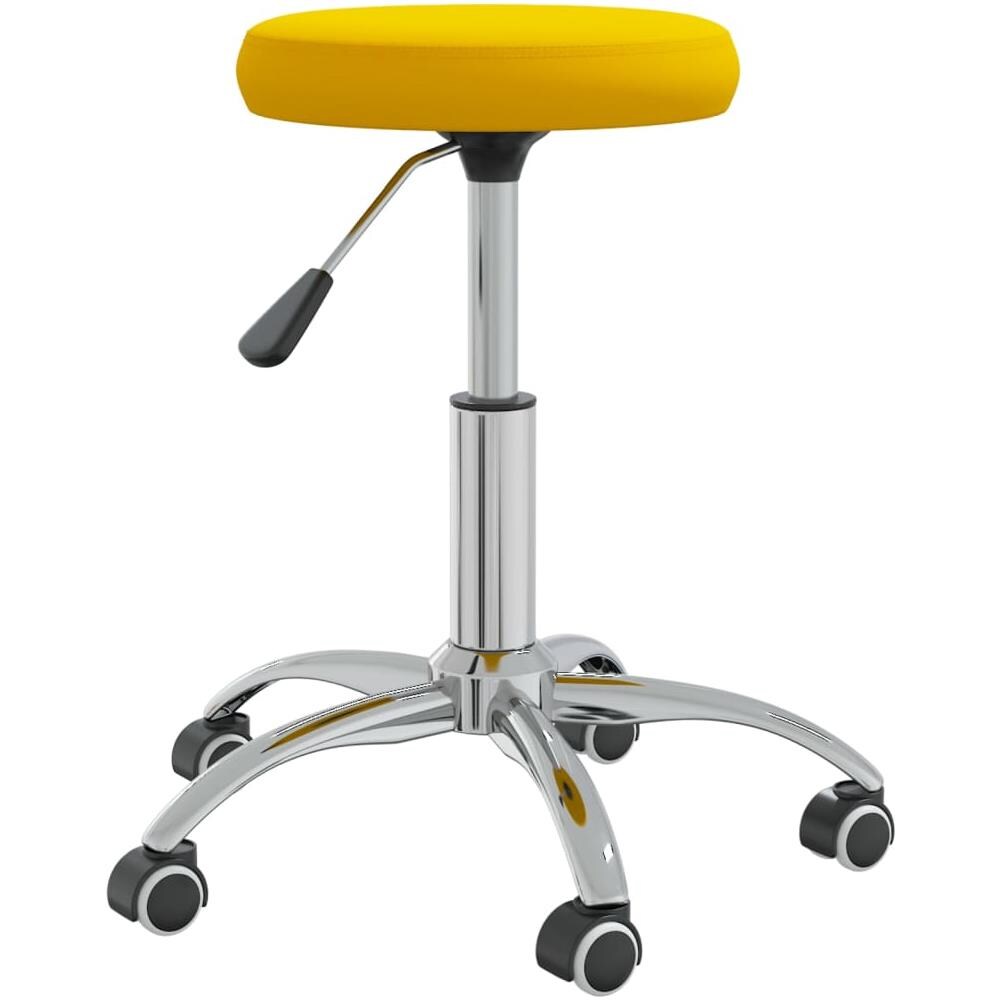 Sedia Da Ufficio Girevole Giallo Senape In Velluto - Foto 2