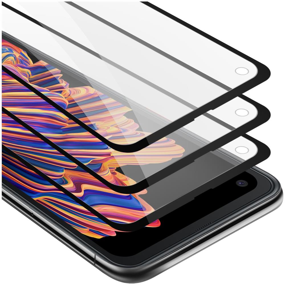 3x Pellicola Armatura A Schermo Intero Compatibile Con Samsung Galaxy Xcover Pro In Trasparente Con Nero - 3x Vetro Temperato (tempered) Di Protezione Del Display In Durezza 9h Con 3d Touch - Foto 1