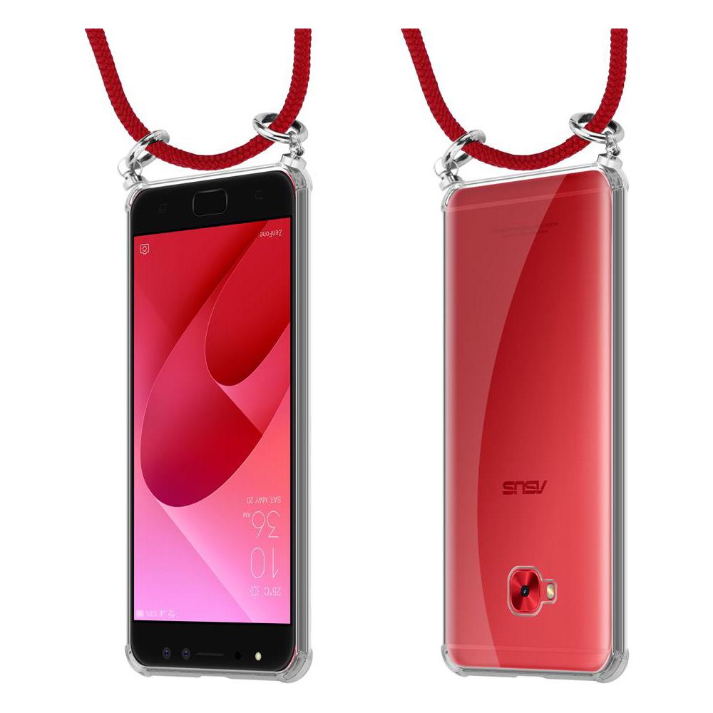 Catena Di Telefoni Cellulari Compatibile Con Asus Zenfone 4 Selfie Pro In Rosso Rubino - Coperchio Protettivo In Silicone Con Anelli D'argento, Cinturino In Corda E Custodia Staccabile - Foto 8