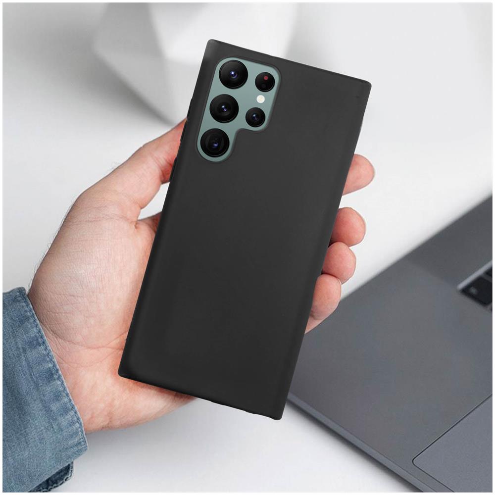 Cover Samsung Galaxy S22 Ultra Silicone Flessibile Resistente Anti-macchie Nera - Foto 5