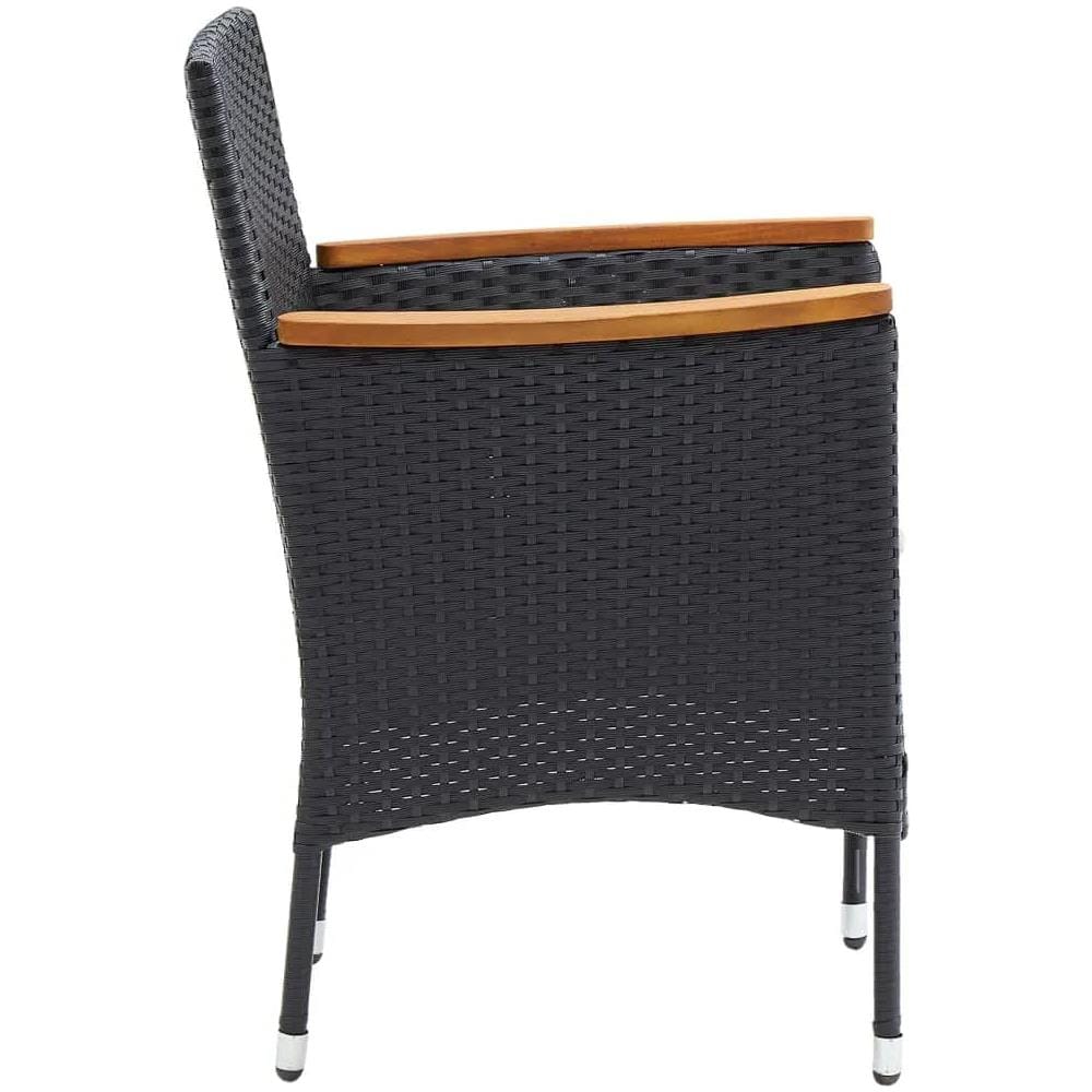Set Da Pranzo Per Giardino 7 Pz Con Cuscini Polyrattan Nero - Foto 2