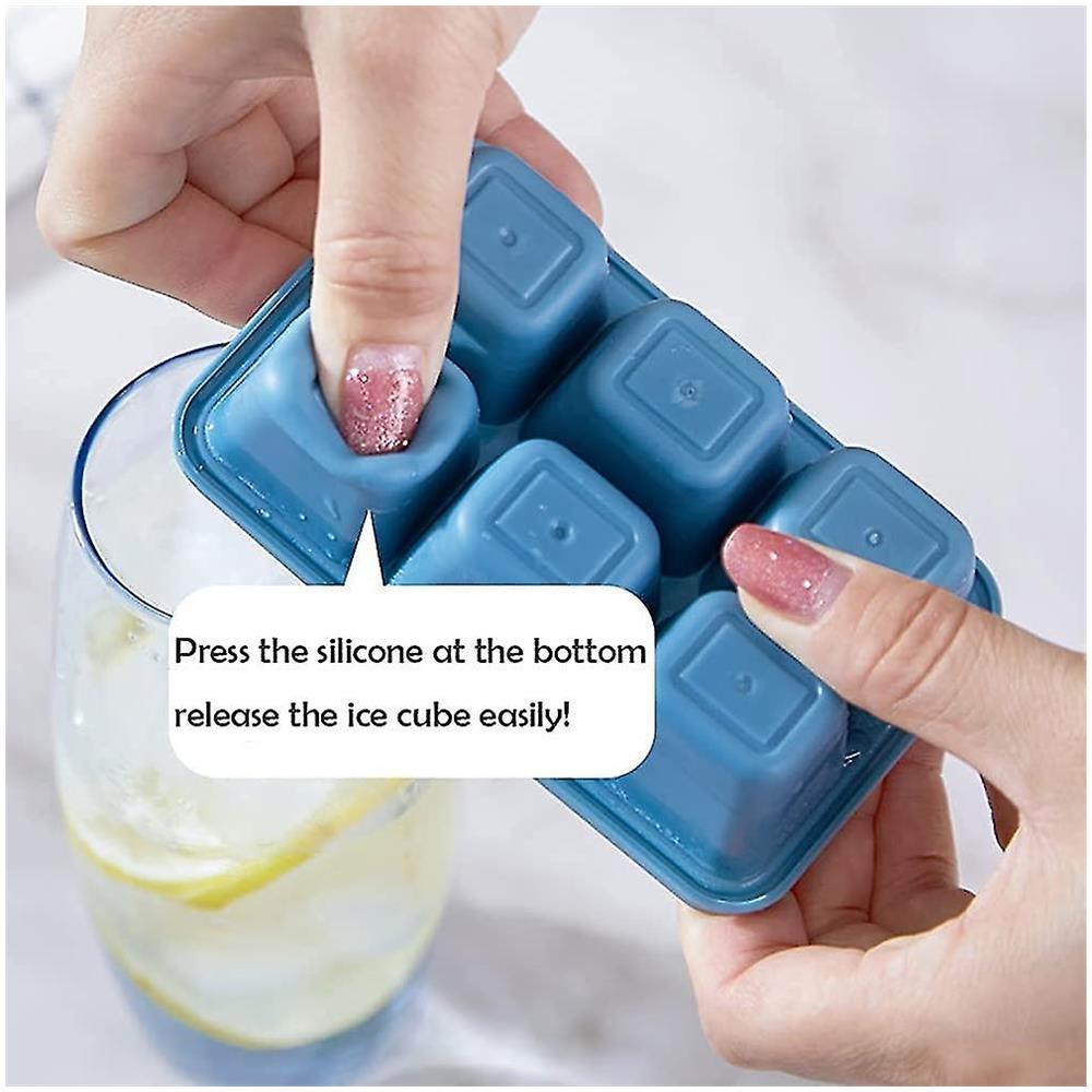 HTN 3 Pacchi Mini Ice Cube Stampo Con Coperchio 18 Scomparti Silicone Ice Cube Per Whisky Cocktail Bevande (rosso+grigio+blu) OY11120