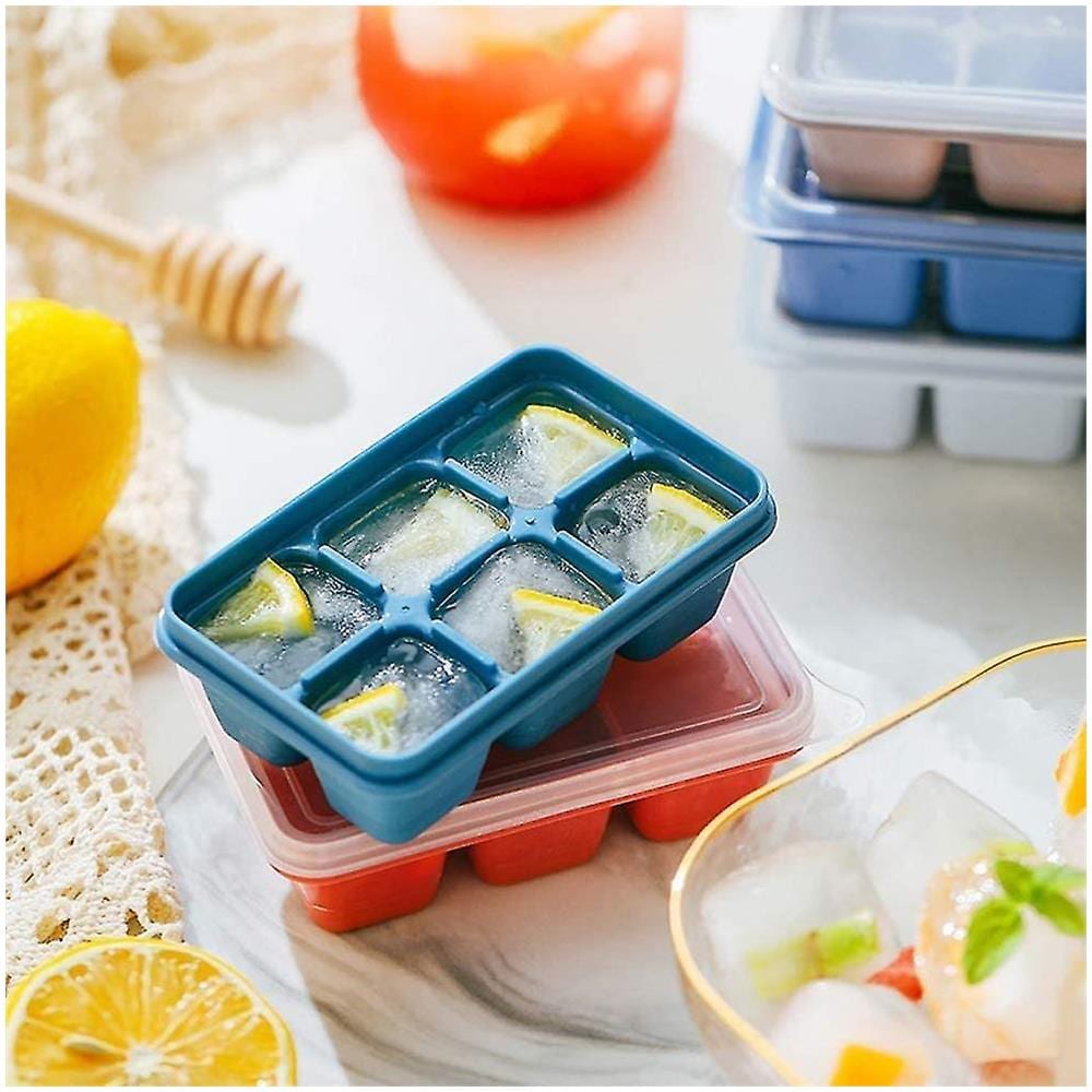 HTN 3 Pacchi Mini Ice Cube Stampo Con Coperchio 18 Scomparti Silicone Ice Cube Per Whisky Cocktail Bevande (rosso+grigio+blu) OY11120