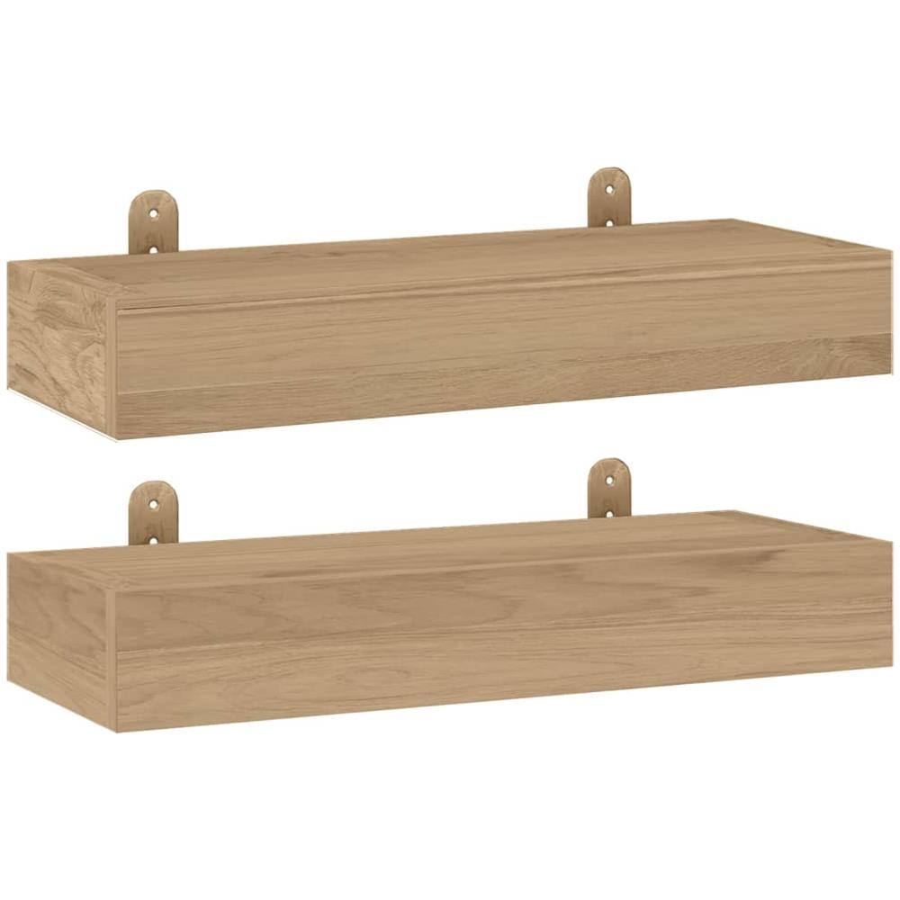 Mensole Da Parete 2 Pz 40x15x6 Cm In Legno Massello Di Teak - Foto 2