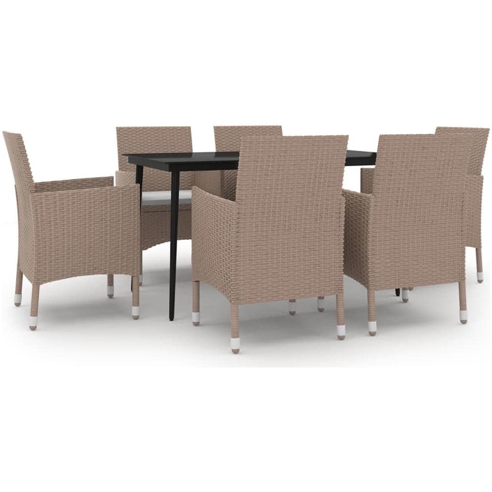 Set Da Pranzo Per Giardino 7 Pz Con Cuscini Polyrattan E Vetro - Foto 2