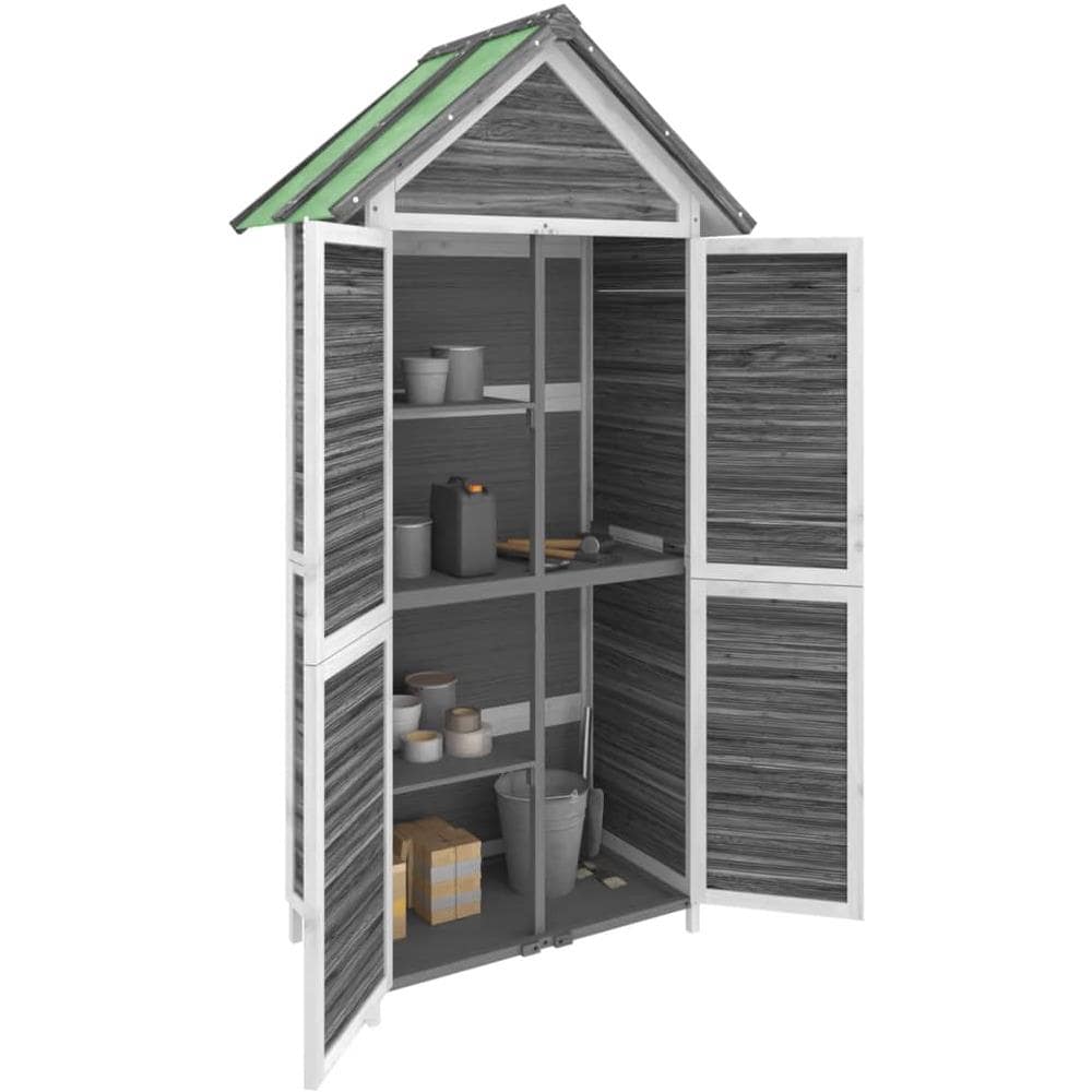 Rimessa Da Giardino Grigia 89x52,5x175cm Legno Massello Di Pino - Foto 3
