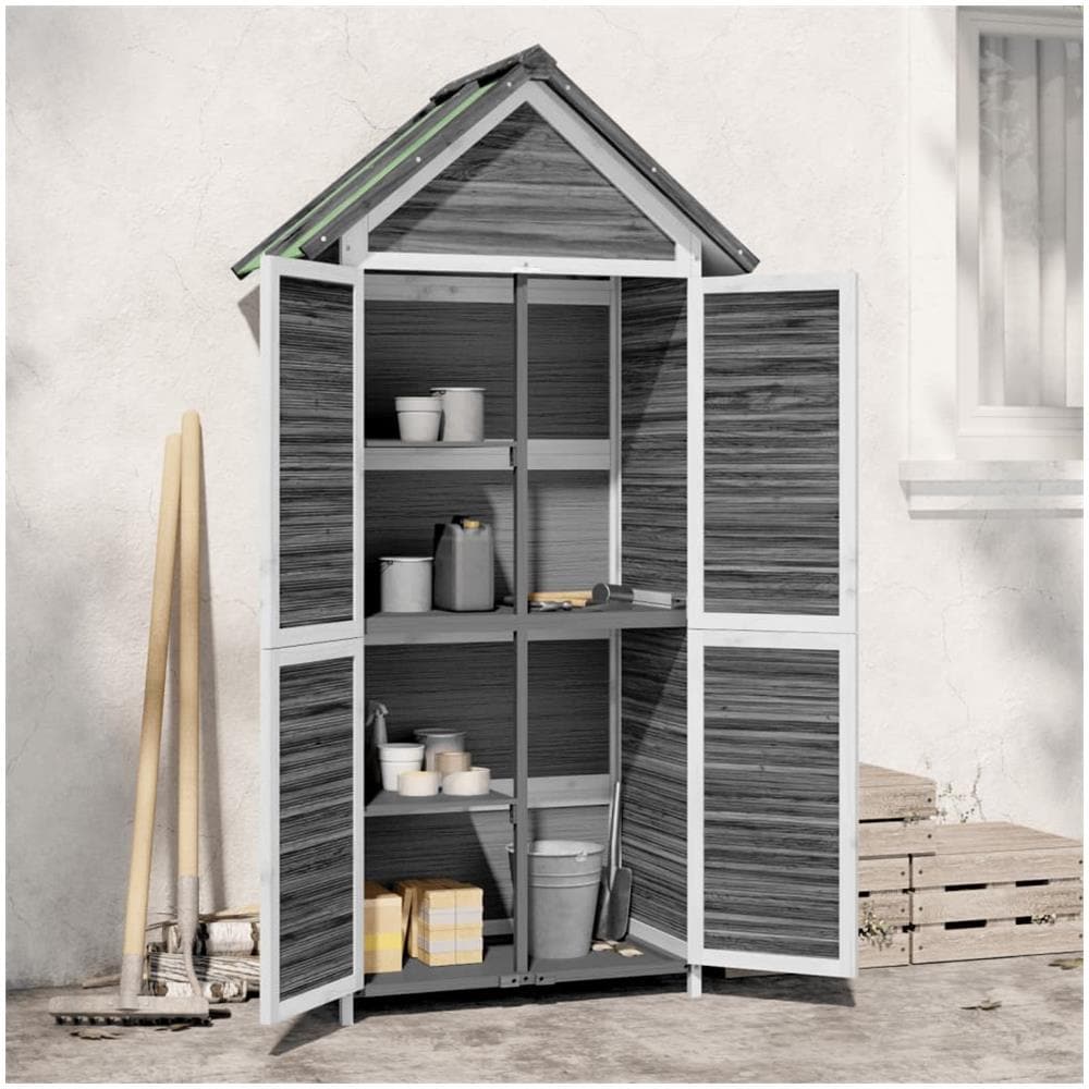 Rimessa Da Giardino Grigia 89x52,5x175cm Legno Massello Di Pino - Foto 1