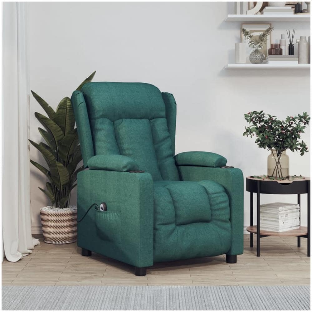 Poltrona Elettrica Reclinabile Verde Scuro In Tessuto - Foto 1