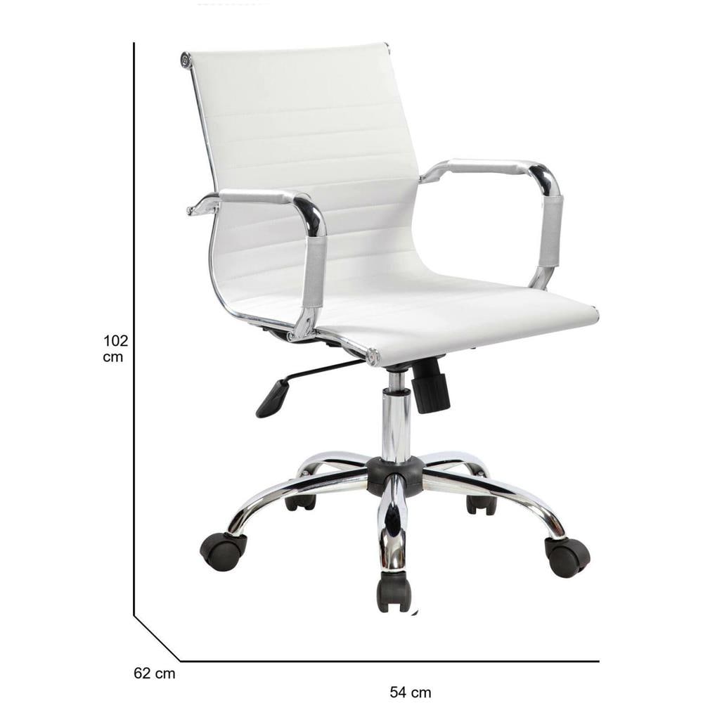 Sedia Con Ruote Gallico, Poltrona Direzionale Con Braccioli, Sedia Ergonomica Da Ufficio, Bianco, 62x54h92/102 Cm - Foto 2