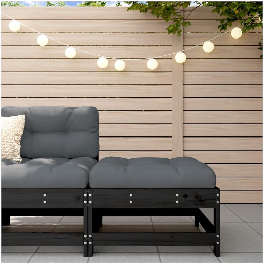 Poggiapiedi Da Giardino Con Cuscino Legno Massello Di Pino Nero - Foto 1