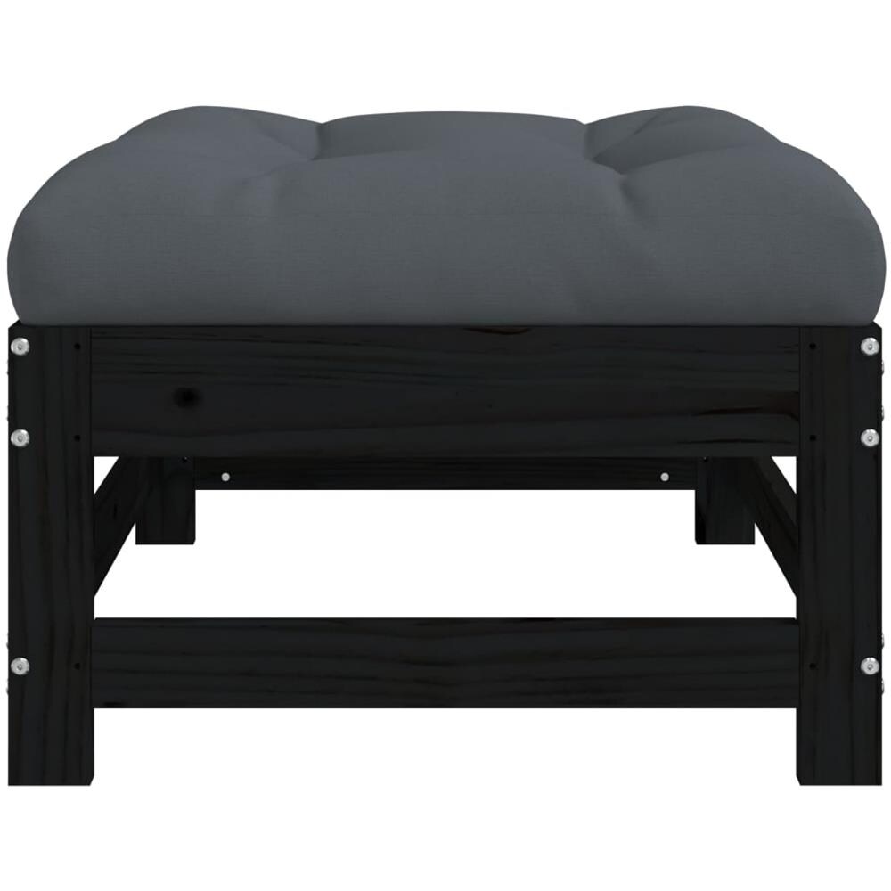 Poggiapiedi Da Giardino Con Cuscino Legno Massello Di Pino Nero - Foto 8