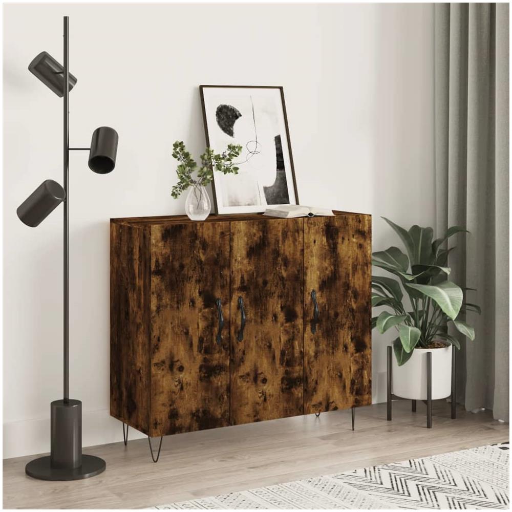 Credenza Rovere Fumo 90x34x80 Cm In Legno Multistrato - Foto 1