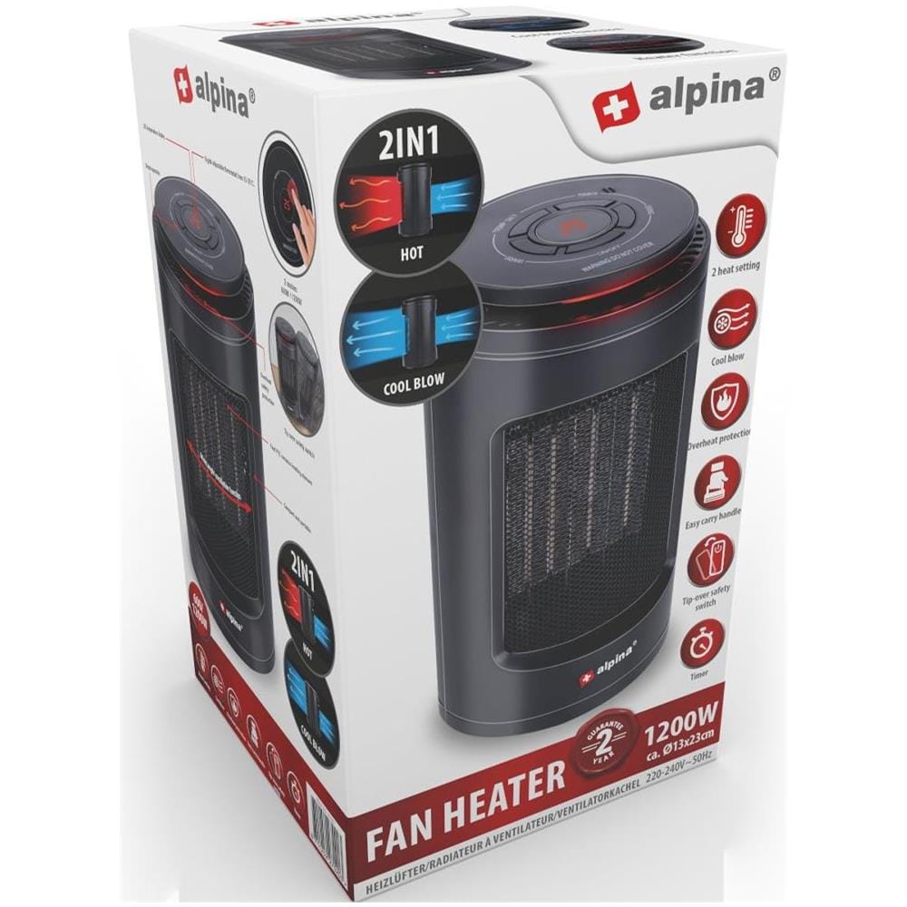 Termoventilatore Elettrico Portatile Compatto Aria Calda e Fredda con Timer 1200W - Foto 3